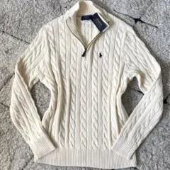 【タグ付き✨】ポロラルフローレン　ケーブルニット　Ｌサイズ！　ハーフジップ　刺繍