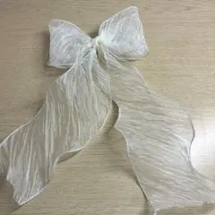 リボン ヘアアクセサリー オーガンジー ホワイト 白 シフォン シアー 大きめ