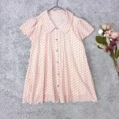 セシルマクビー　ハート柄　半袖カットソー　レース　スカラップ　シフォン　ピンク系