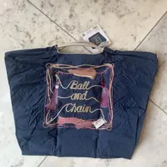 新品正規品Ball＆Chain エコバッグ タッセル　ネイビー Lサイズ
