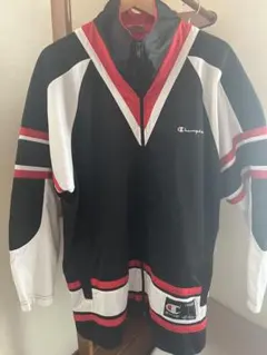 ☆希少☆90sチャンピオン トラックジャケット 黒×白 古着 ゆるダボ L
