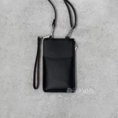 ミニ ポシェット 黒 ポーチ 財布 プチプラ シンプル カード  父の日 スマホ