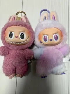 ラブブLABUBU♡うさぎ耳ぬいぐるみキーホルダー2体セット正規品