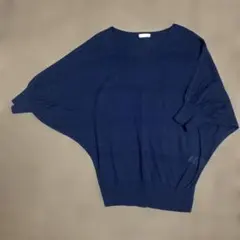 index ニット ネイビー Vネック 五分袖