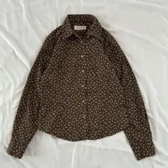 総柄シャツ 長袖 小花柄 L 綿100% レトロ 古着 森ガール ナチュラルのサムネイル