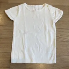 H&M フリル付きホワイトトップス　コットンニット