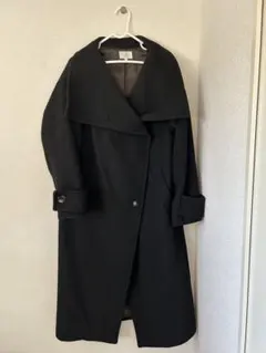 rienda ブラック ロングコート 大きな襟付き