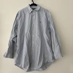 ジャンク品　Ralph Lauren 青白ストライプ長袖シャツ