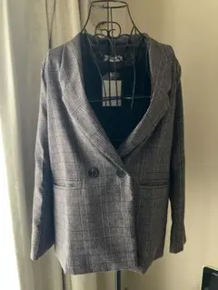 （新品）ブラウン系チェック柄　ジャケット