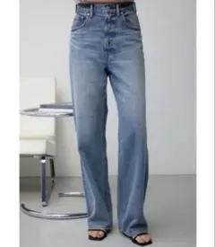 AZUL DENIM ハイウエストワイドデニム L/BLU S