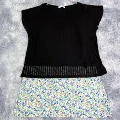 SHOO-LA-RUE【L】ひざ丈ワンピース　ブラック　花柄　薄手　春夏秋