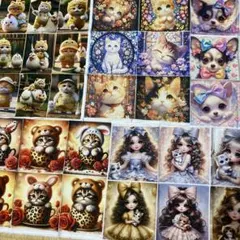1セットのみ　5枚セット　猫柄　犬柄　パネル生地　高品質コットン生地2