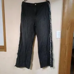 ハニーズ サイドフリンジ ダークグレー デニムパンツ LL