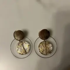 ゴールドクリアフープピアス