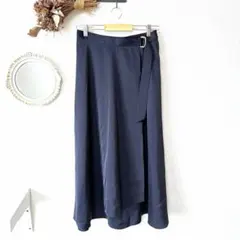 LOUNIE フレア ラップスカート ベルト付き ネイビー