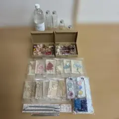 [미개봉 오일 1L 포함] 하바리움 꽃 재료/재료 대량판매, 병 4개, 핀셋 3개