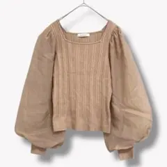 アルシーヴ ボリュームスリーブ リブニット 【M】 プルオーバー ベージュ