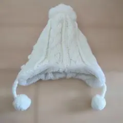 ホワイト ベビー帽子 52〜54cm