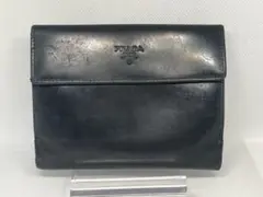 PRADA プラダ 二つ折り財布 ブラック レザー 小銭入れ付き