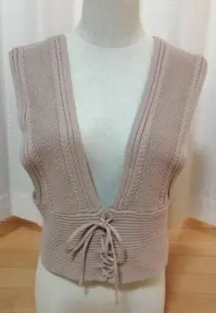 GU ニットビスチェ　ピンクベージュ　レイヤードベスト Lサイズ