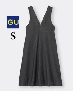 GU ジーユー デニム ジャンバー ドレス スカート ブラック S フレア