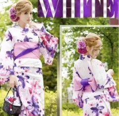 新品 Rady エレガンスフラワー 浴衣 帯セット 花柄 ホワイト 綿 麻 花火のサムネイル