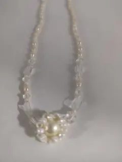 ホワイトパール フラワーモチーフネックレス