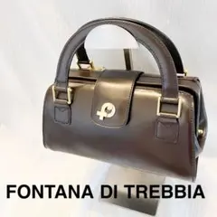 【未使用級】FONTANA DI TREBBIAダークブラウンレザーハンドバッグ
