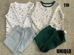 【UNIQLO】キルト　パジャマ 110 ひつじ　足跡　2枚セット