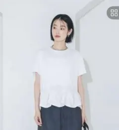 LAKOLE 接触冷感 裾フリルTシャツ ホワイトのサムネイル