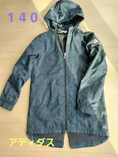 アディダス　140cm　ジャンパー・コート/ブラック×グレー/フード