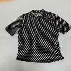 紺と白の水玉模様 半袖シャツ！
