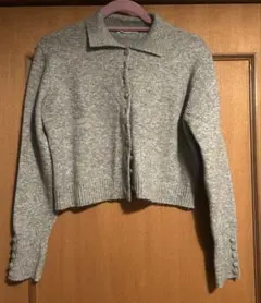 JEANASiS グレー クロップドカーディガン