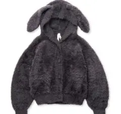 完売品♡ジェラートピケ　バニーモコフード付きカーディガン　うさ耳　ダークグレー