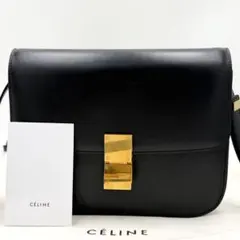 【美品】セリーヌ クラシックボックス ミディアム ショルダー レザー ブラックのサムネイル