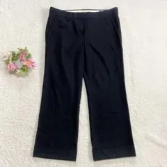 【セオリー】 ウール98% スラックス クロップドパンツ （Ｍ） 薄手 ブラック
