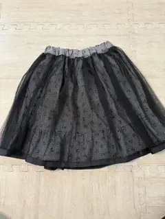 チュールスカート 黒と白のチェック柄 100cm〜