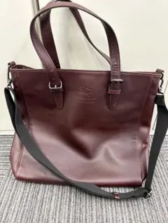 【美品】Burberry レザー トートバッグ シャドーホースボルドー 日本製のサムネイル