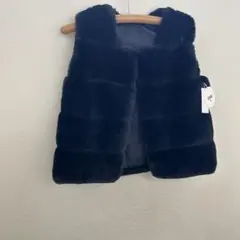 COURSE ネイビー ノースリーブファーベスト