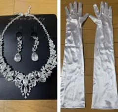 クリスタルネックレスセットと手袋