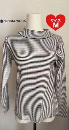 【新品タグ付】GLOBAL WORK メルティニット ボーダー ハイネック M