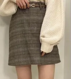 グレンチェック台形ミニスカート