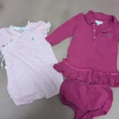 Ralph Lauren ピンク ワンピースセットとロンパースセット