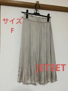 ベージュ プリーツスカート ゴムウエスト