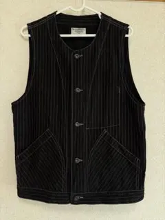 SCHOTT ショット ヒッコリーデニム ベスト ブラック M