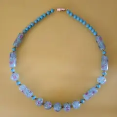 Ercole Moretti　ムラーノ　ベネチアンガラス　ネックレス　薔薇ブルーのサムネイル