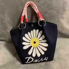 デイジー柄 ニットバッグ ミニトート