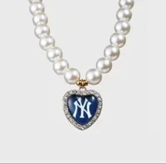 NY ヤンキース パール ハート ネックレス NY ヤンキース パール ハート ネックレス - メルカリ