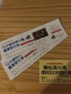 山中温泉　山中座 鑑賞割引券　と　鶴仙渓川床割引券　セットのサムネイル