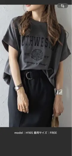 カレッジロゴ 刺繍 Tシャツ グレーのサムネイル